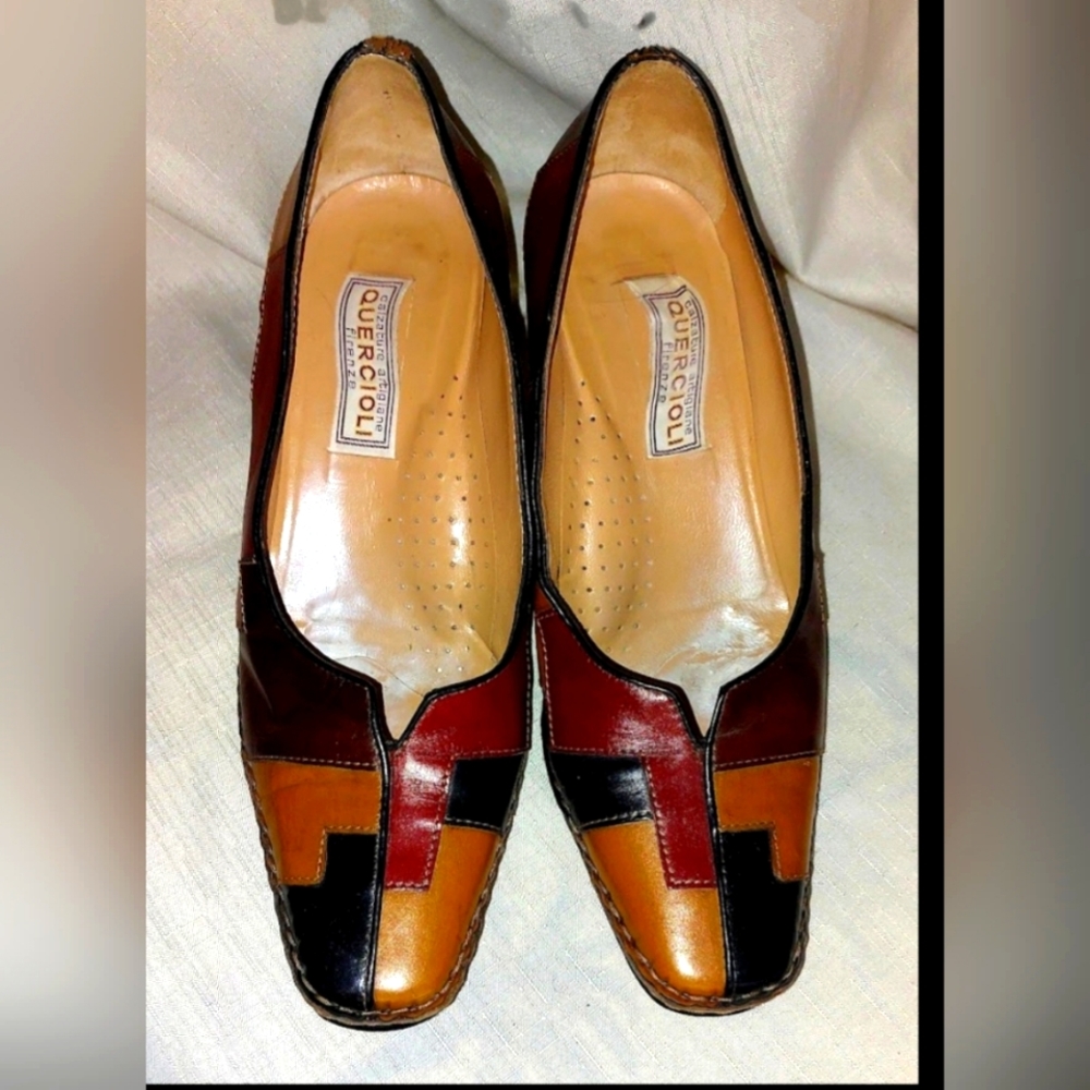 Quercioli Firenze Black Brown Multi color Leather US (7) 37.5